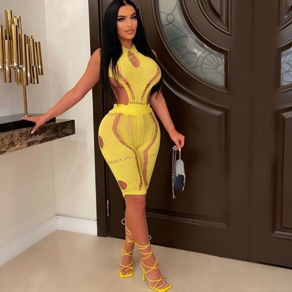 Yellow Cutout Jumpsuit - Picture 1 of 8